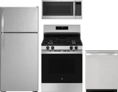 4 Piece Package Includes Refrigerator, Range, Microwave And Dishwasher