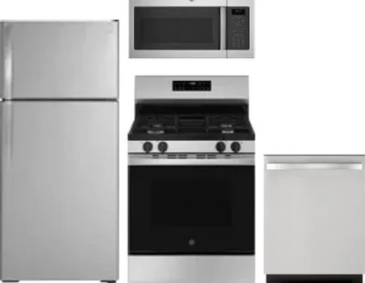 4 Piece Package Includes Refrigerator, Range, Microwave And Dishwasher
