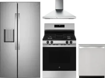 4 Piece Package Includes Refrigerator, Range, Hood And Dishwasher
