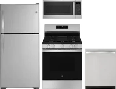 4 Piece Package Includes Refrigerator, Range, Microwave And Dishwasher