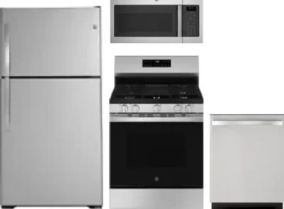 4 Piece Package Includes Refrigerator, Range, Microwave And Dishwasher
