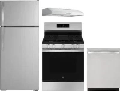 4 Piece Package Includes Refrigerator, Range, Hood And Dishwasher