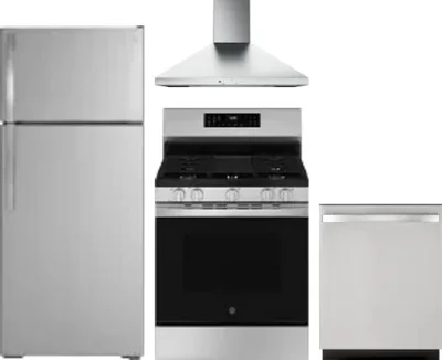 4 Piece Package Includes Refrigerator, Range, Hood And Dishwasher