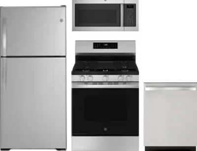4 Piece Package Includes Refrigerator, Range, Microwave And Dishwasher