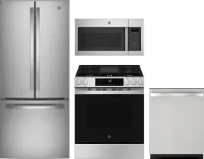 4 Piece Package Includes Refrigerator, Range, Microwave And Dishwasher