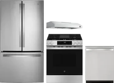 4 Piece Package Includes Refrigerator, Range, Hood And Dishwasher