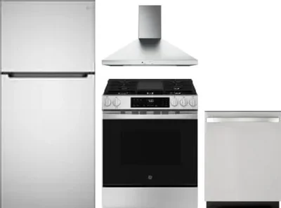 4 Piece Package Includes Refrigerator, Range, Hood And Dishwasher