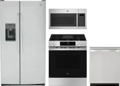 4 Piece Package Includes Refrigerator, Range, Microwave And Dishwasher
