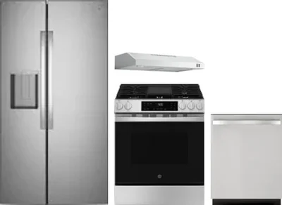 4 Piece Package Includes Refrigerator, Range, Hood And Dishwasher