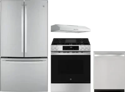 4 Piece Package Includes Refrigerator, Range, Hood And Dishwasher