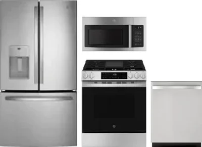4 Piece Package Includes Refrigerator, Range, Microwave And Dishwasher