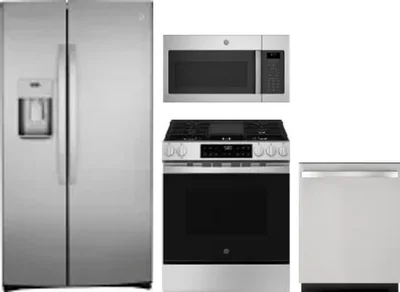 4 Piece Package Includes Refrigerator, Range, Microwave And Dishwasher