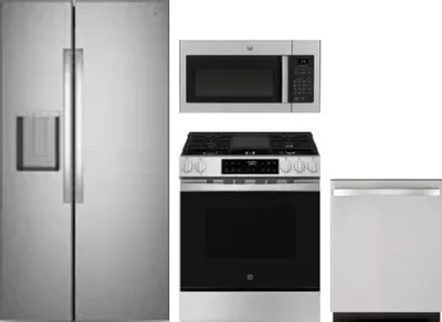 4 Piece Package Includes Refrigerator, Range, Microwave And Dishwasher