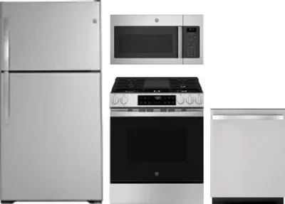 4 Piece Package Includes Refrigerator, Range, Microwave And Dishwasher