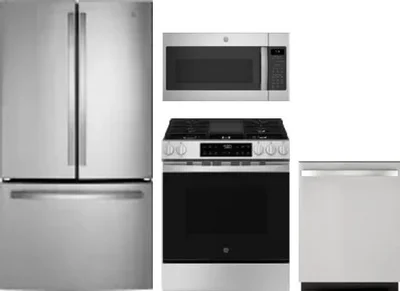 4 Piece Package Includes Refrigerator, Range, Microwave And Dishwasher