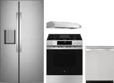 4 Piece Package Includes Refrigerator, Range, Hood And Dishwasher
