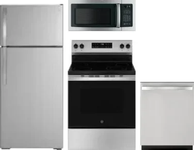4 Piece Package Includes Refrigerator, Range, Microwave And Dishwasher