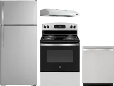 4 Piece Package Includes Refrigerator, Range, Hood And Dishwasher