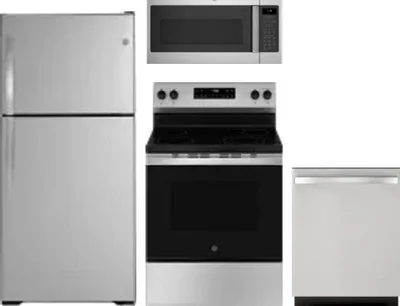 4 Piece Package Includes Refrigerator, Range, Microwave And Dishwasher