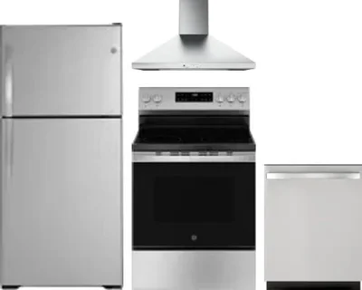 4 Piece Package Includes Refrigerator, Range, Hood And Dishwasher