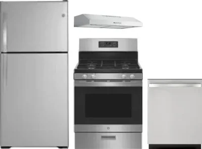 4 Piece Package Includes Refrigerator, Range, Hood And Dishwasher