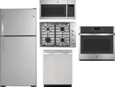 5 Piece Package Includes Refrigerator, Cooktop, Wall Oven, Microwave And Dishwasher
