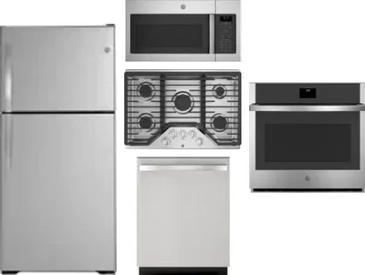 5 Piece Package Includes Refrigerator, Cooktop, Wall Oven, Microwave And Dishwasher