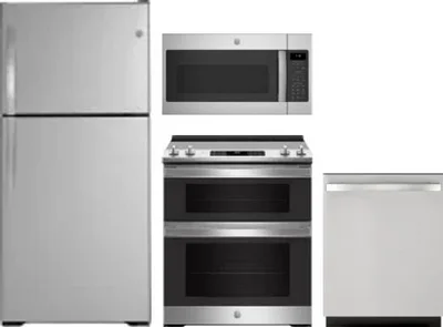4 Piece Package Includes Refrigerator, Range, Microwave And Dishwasher