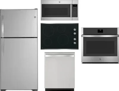 5 Piece Package Includes Refrigerator, Cooktop, Wall Oven, Microwave And Dishwasher