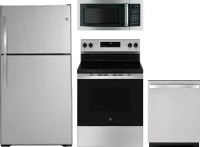 4 Piece Package Includes Refrigerator, Range, Microwave And Dishwasher