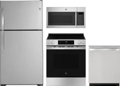 4 Piece Package Includes Refrigerator, Range, Microwave And Dishwasher