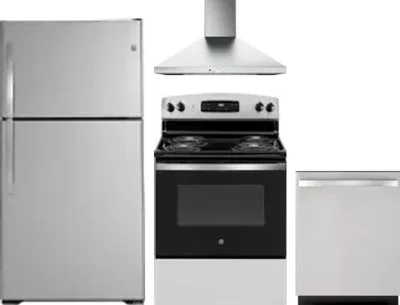 4 Piece Package Includes Refrigerator, Range, Hood And Dishwasher