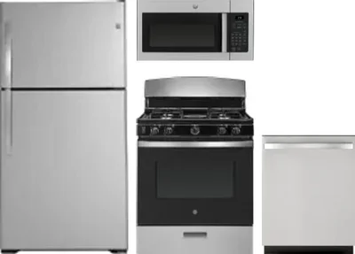 4 Piece Package Includes Refrigerator, Range, Microwave And Dishwasher