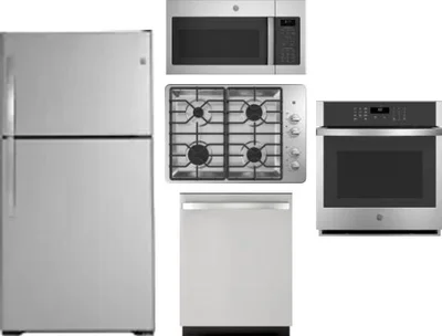 5 Piece Package Includes Refrigerator, Cooktop, Wall Oven, Microwave And Dishwasher
