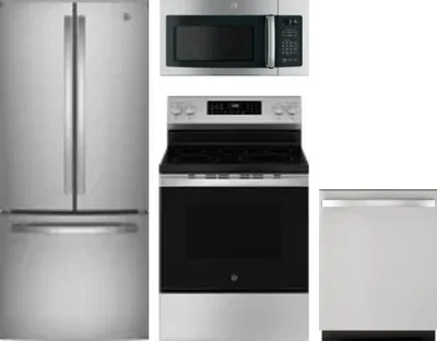 4 Piece Package Includes Refrigerator, Range, Microwave And Dishwasher