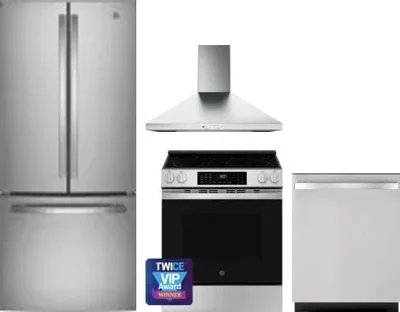 4 Piece Package Includes Refrigerator, Range, Hood And Dishwasher
