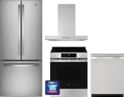 4 Piece Package Includes Refrigerator, Range, Hood And Dishwasher