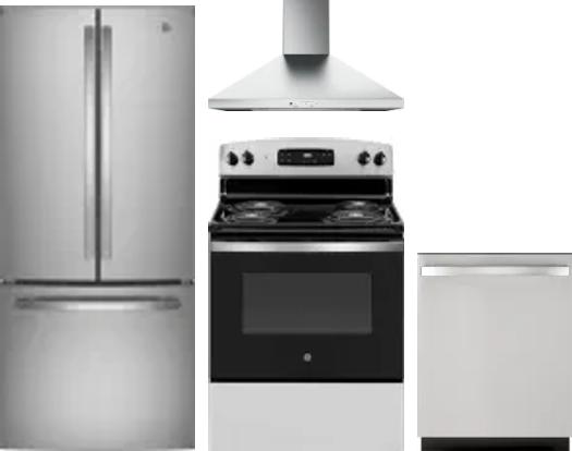 4 Piece Package Includes Refrigerator, Range, Hood And Dishwasher