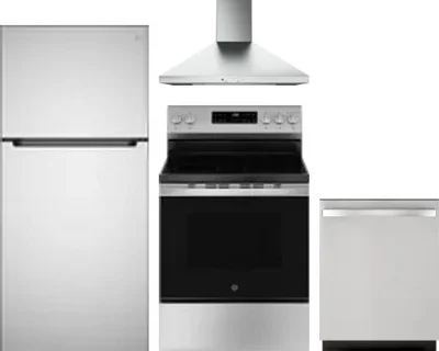 4 Piece Package Includes Refrigerator, Range, Hood And Dishwasher