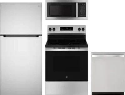 4 Piece Package Includes Refrigerator, Range, Microwave And Dishwasher