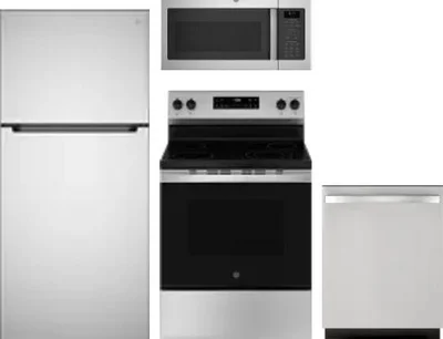 4 Piece Package Includes Refrigerator, Range, Microwave And Dishwasher
