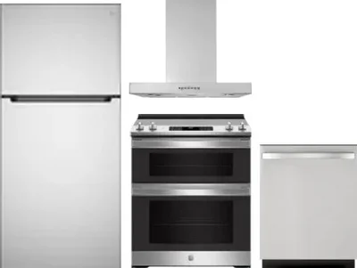 4 Piece Package Includes Refrigerator, Range, Hood And Dishwasher