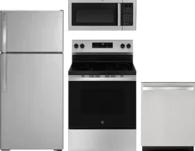 4 Piece Package Includes Refrigerator, Range, Microwave And Dishwasher
