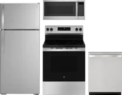 4 Piece Package Includes Refrigerator, Range, Microwave And Dishwasher