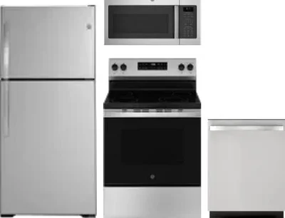 4 Piece Package Includes Refrigerator, Range, Microwave And Dishwasher