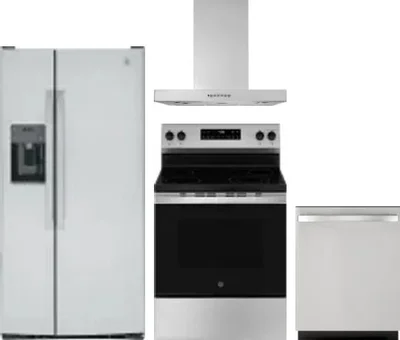 4 Piece Package Includes Refrigerator, Range, Hood And Dishwasher