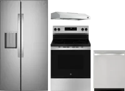 4 Piece Package Includes Refrigerator, Range, Hood And Dishwasher