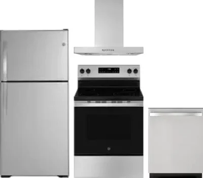 4 Piece Package Includes Refrigerator, Range, Hood And Dishwasher