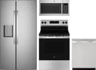 4 Piece Package Includes Refrigerator, Range, Microwave And Dishwasher