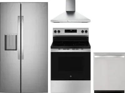 4 Piece Package Includes Refrigerator, Range, Hood And Dishwasher